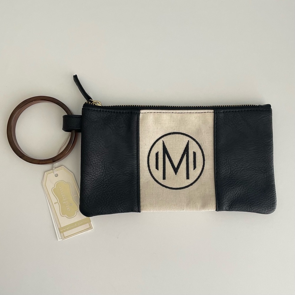 Monogrammed “M” Clutch with removable bangle by Mudpie